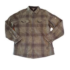 Kuhl Men's Deviatr Shirt-Jac Shacket Green Gray L Plaid Cotton Blend